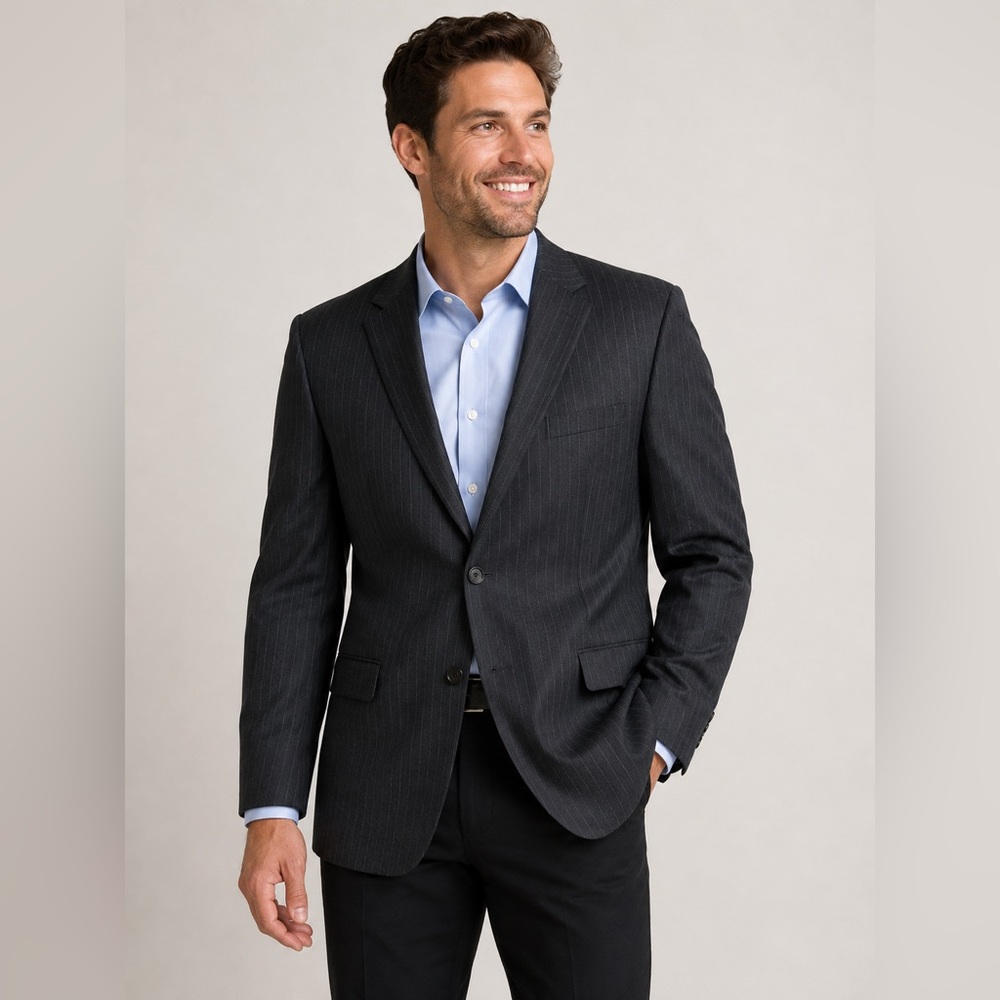 Lauren Ralph Lauren Men's 46R Gray Pinstripe 100% Wool Blazer Sport Coat Jacket